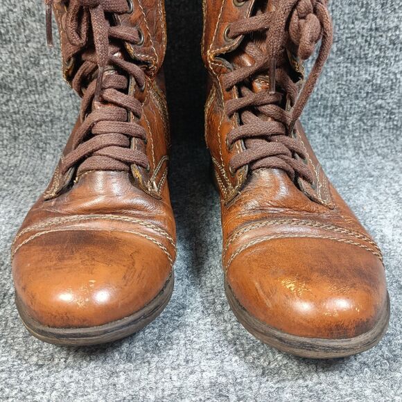 ALL Leather Steve Madden Brown Ankle Boots - Picture 4 of 9